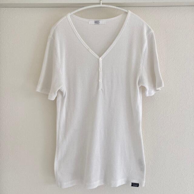 AZUL by moussy(アズールバイマウジー)のAZUL BY MOUSSY メンズ　ワッフル生地Tシャツ　L　白 メンズのトップス(Tシャツ/カットソー(半袖/袖なし))の商品写真