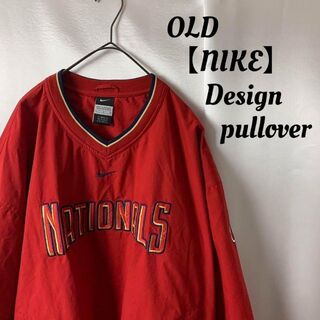 ナイキ(NIKE)の美品 激レア OLD NIKE NATIONALS MLB ロゴ刺繍プルオーバー(ナイロンジャケット)