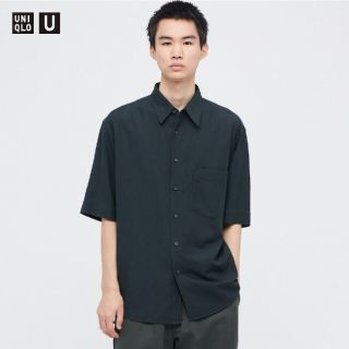 ユニクロ(UNIQLO)の【新品‼️】ユニクロユー　リネンブレンドオーバーサイズシャツ　ブルー(シャツ)