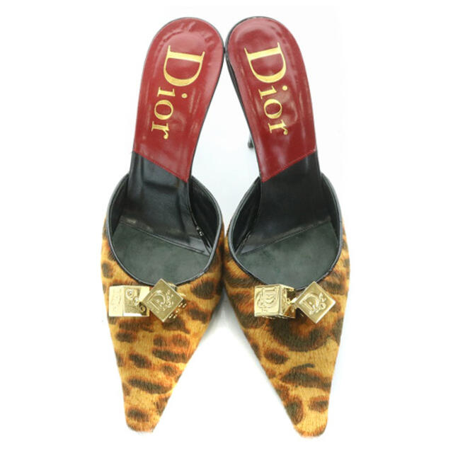 Christian Dior(クリスチャンディオール)のクリスチャンディオール ミュール ハラコ キューブ 36 23cm 茶色 黒 レディースの靴/シューズ(ミュール)の商品写真