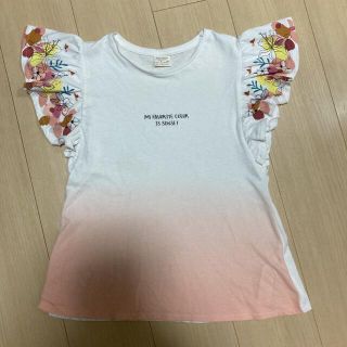 ザラキッズ(ZARA KIDS)のZARA kids★袖フリルカットソー★9歳134センチ★Aラインカットソー(Tシャツ/カットソー)