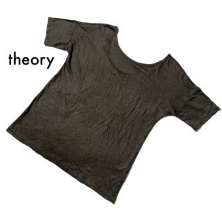 セオリー(theory)のセオリー メンズ リネン100%半袖サマーニット Tシャツ S カーキ 春夏古着(ニット/セーター)