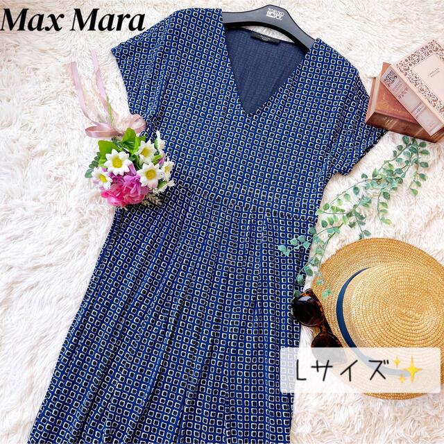 美品✨WEEKENDMAX MARA ニット ワンピース 半袖 総柄 L-