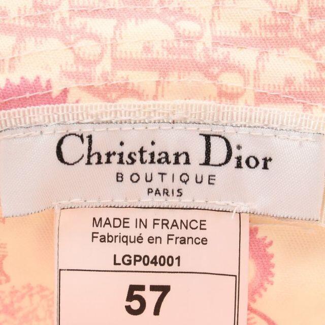 Christian Dior(クリスチャンディオール)のトロッター バケットハット 帽子 コットン オフホワイト ピンク ロゴ レディースの帽子(その他)の商品写真