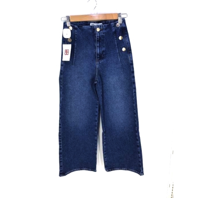 ZARA - ZARA(ザラ) フロントボタンワイドデニム レディース ZARA - ZARA(ザラ) フロントボタンワイドデニム レディース