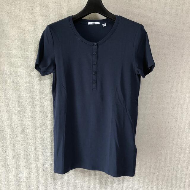 UNIQLO(ユニクロ)のユニクロ ヘンリーネックTシャツ 2色セット レディースのトップス(Tシャツ(半袖/袖なし))の商品写真