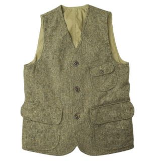 ダブルアールエル(RRL)のRRL ダブルアールエル HERRINGBONE TWEED REVERSIBLE HUNTING VEST ヘリンボーンツイードリバーシブルハンティングベスト S カーキ ジレ Double RL トップス【中古】【RRL】(ベスト)