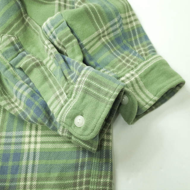 RRL(ダブルアールエル)のRRL ダブルアールエル L/S FLANNEL PLAID WORK SHIRTS コットンフランネル チェックワークシャツ XS グリーン Double RL 長袖 トップス【中古】【RRL】 メンズのトップス(シャツ)の商品写真