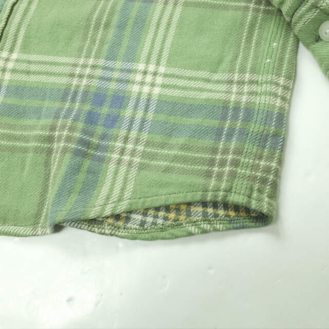 RRL(ダブルアールエル)のRRL ダブルアールエル L/S FLANNEL PLAID WORK SHIRTS コットンフランネル チェックワークシャツ XS グリーン Double RL 長袖 トップス【中古】【RRL】 メンズのトップス(シャツ)の商品写真