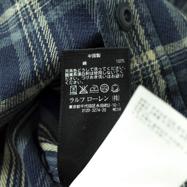 RRL(ダブルアールエル)のRRL ダブルアールエル INDIGO DYE FLANNEL PLAID L/S WORK SHIRTS インディゴ染め フランネルチェックワークシャツ XS ブルー Double RL 長袖 トップス【中古】【RRL】 メンズのトップス(シャツ)の商品写真