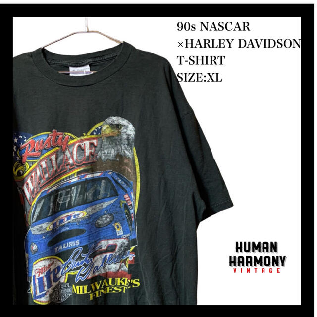 Harley Davidson(ハーレーダビッドソン)のNASCAR ナスカー ハーレーダビッドソン Tシャツ 90s 古着 メンズのトップス(Tシャツ/カットソー(半袖/袖なし))の商品写真