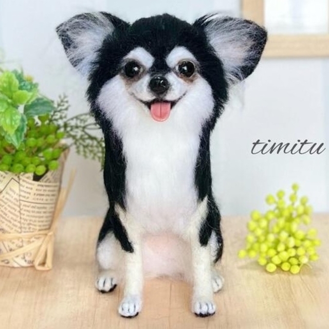 羊毛フェルト　うちの子マスコット　愛犬　オーダー　ぬいぐるみ　人形　チワワ