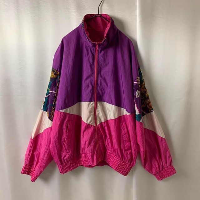 良デザイン 90s vintage ナイロン切替 ボンバージャケット チェーン メンズのジャケット/アウター(ナイロンジャケット)の商品写真