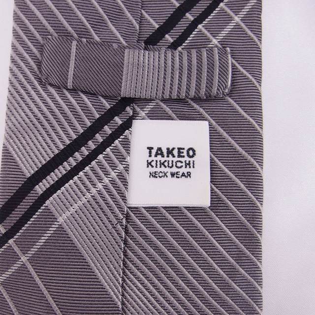 TAKEO KIKUCHI(タケオキクチ)のタケオキクチ ネクタイ レギュラータイ 斜めストライプ シルク グレー メンズのファッション小物(ネクタイ)の商品写真