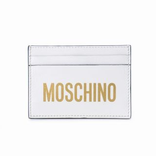 モスキーノ(MOSCHINO)のモスキーノ MOSCHINO 20SS ロゴ レザー カードケース 白 ホワイト(名刺入れ/定期入れ)