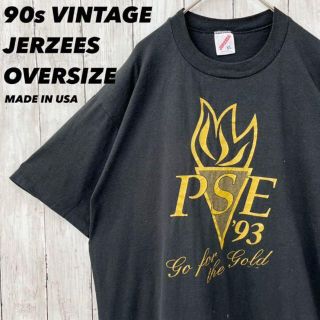 ジャージーズ(JERZEES)の90sビンテージUSA製JERZEESゆるだぼオーバーサイズプリントTシャツ黒金(Tシャツ/カットソー(半袖/袖なし))