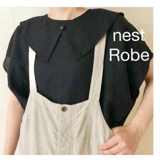 ネストローブ(nest Robe)のたまちゃん様専用nestRobeネストローブ　21ssリネンつけ襟ブラウス黒(シャツ/ブラウス(半袖/袖なし))