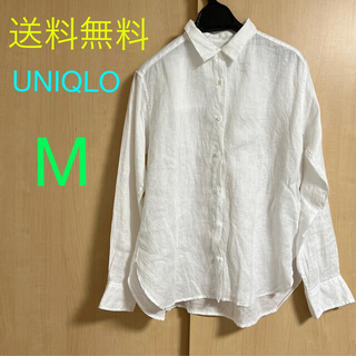 ユニクロ　UNIQLO レディース　トップス　シャツ　シアーシャツ　白シャツ　麻(シャツ/ブラウス(長袖/七分))