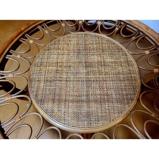 ラタン 木製 丸 ロー テーブル インテリア オシャレ ガラステーブル 可愛い 6