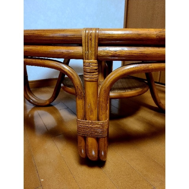ラタン 木製 丸 ロー テーブル インテリア オシャレ ガラステーブル 可愛い 9
