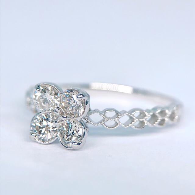 0.50ct ダイヤモンドリング K18WG ダイヤ 0.5ct フラワー 花 レディースのアクセサリー(リング(指輪))の商品写真