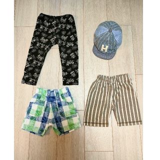 ユニクロ(UNIQLO)のユニクロズボン90cm、短パン、帽子 セット(パンツ/スパッツ)