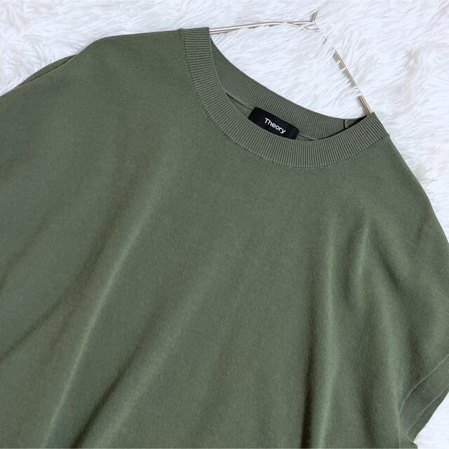 theory(セオリー)のTheory ウォッシャブルカラーサマーニット CREPE.KNIT カーキ レディースのトップス(カットソー(半袖/袖なし))の商品写真