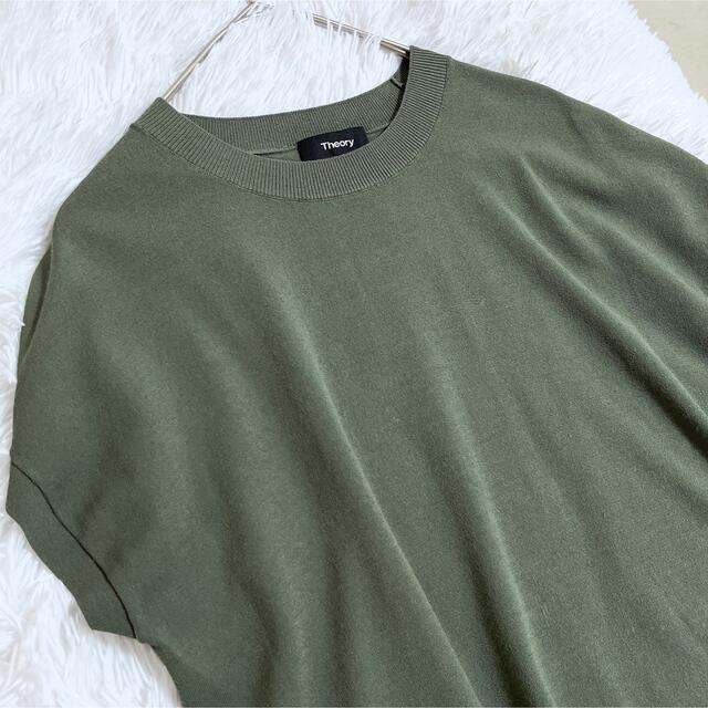 theory(セオリー)のTheory ウォッシャブルカラーサマーニット CREPE.KNIT カーキ レディースのトップス(カットソー(半袖/袖なし))の商品写真