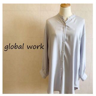 グローバルワーク(GLOBAL WORK)のグローバルワーク　ロング　シャツ　ブルー　サイズフリー(シャツ/ブラウス(長袖/七分))