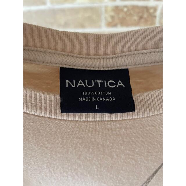 NAUTICA(ノーティカ)のNAUTICA ノーティカ　刺繍ロゴ　90s  古着 半袖 ベージュ メンズのトップス(Tシャツ/カットソー(半袖/袖なし))の商品写真