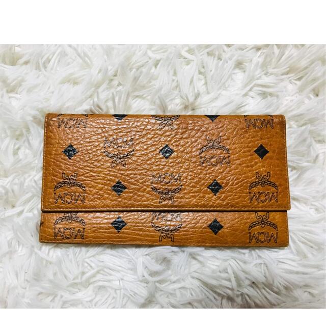 MCM 極美品 長財布 総ロゴ柄 ゴールド金具-
