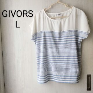 GIVORS 　ボーダー　トップス　Lサイズ(カットソー(半袖/袖なし))