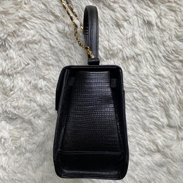 極美品　ALIZE 型押し2way ハンドバッグ　ショルダー 黒　ダブルチェーン レディースのバッグ(ショルダーバッグ)の商品写真