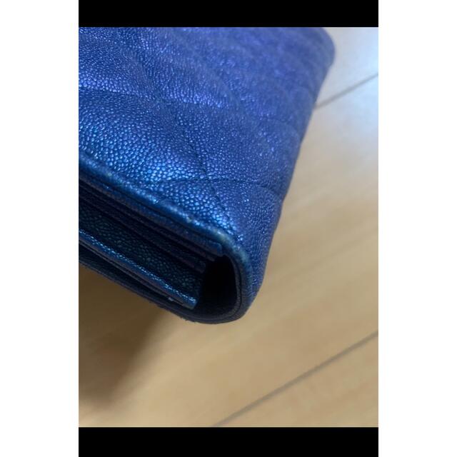 美品⭐︎シャネル　マトラッセ　長財布　青