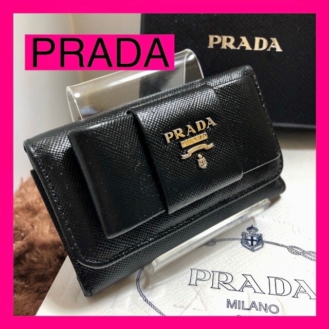 5年保証』 未使用品 PRADA サフィアーノ リボン 6連キーケース