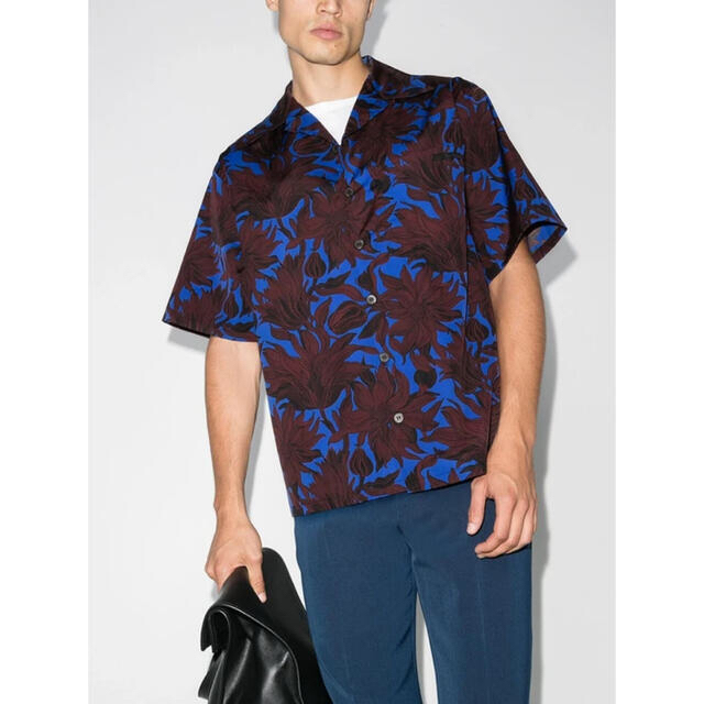 PRADA 21SS sunflower bowling shirt