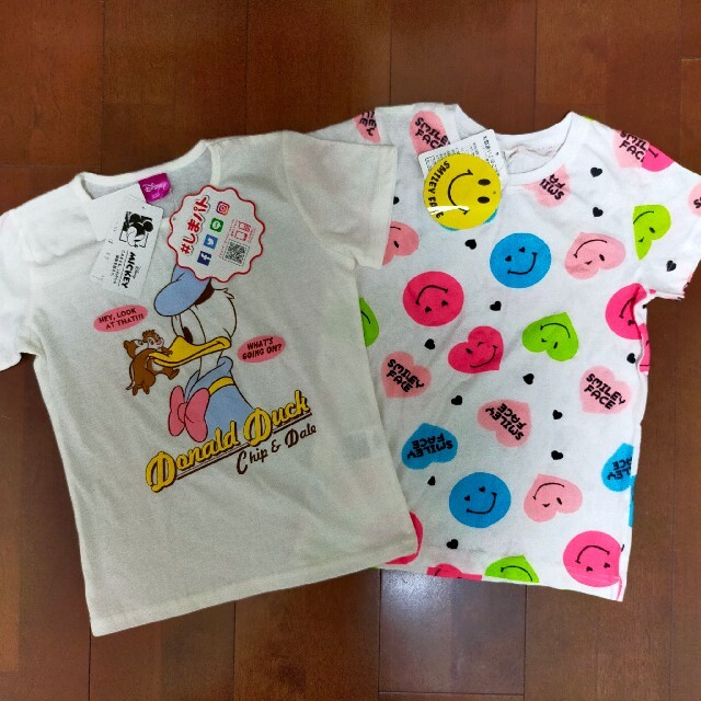 しまむら(シマムラ)のTシャツ　130サイズ　２枚セット キッズ/ベビー/マタニティのキッズ服女の子用(90cm~)(Tシャツ/カットソー)の商品写真