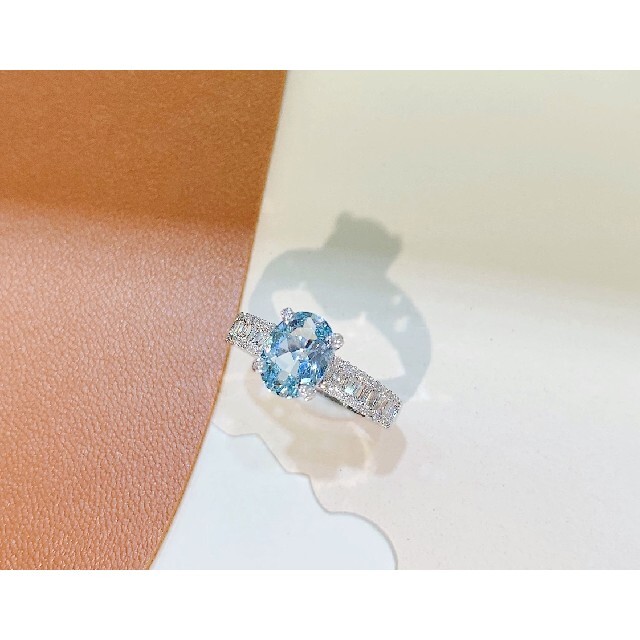 天然ダイヤモンド付きアクアマリンリングk18 リング(指輪) 公式商品