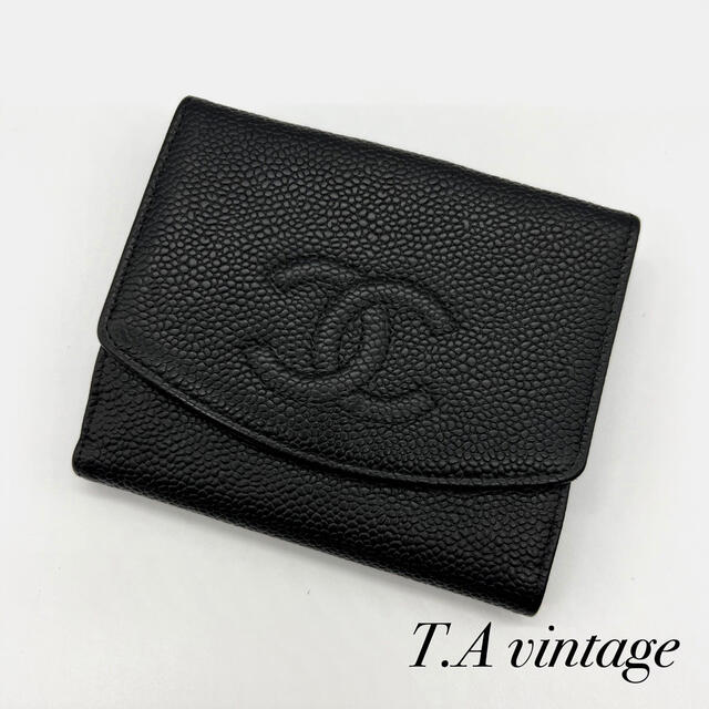 超美品【CHANEL】⭐︎キャビアスキン☆コンパクトウォレット