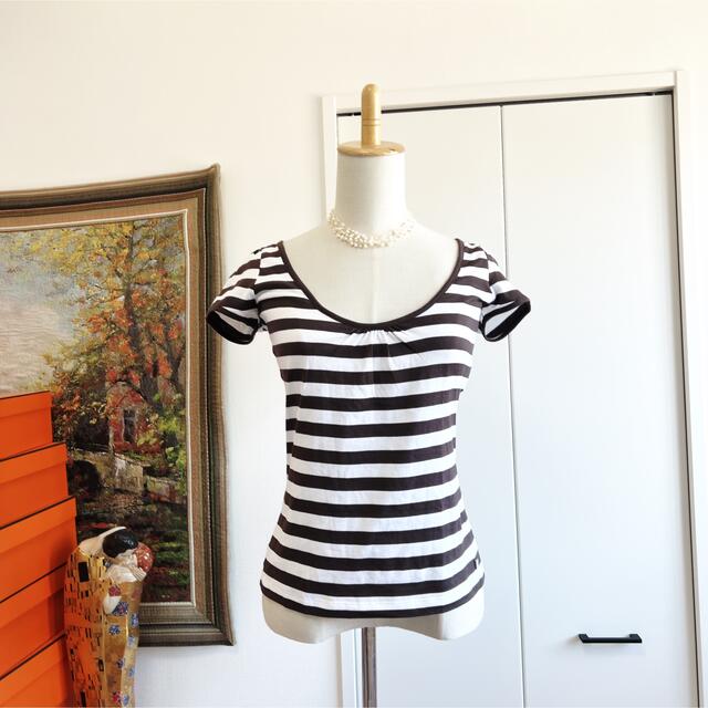 美品 CHANEL シャネル ボーダー トップス コットン Tシャツ ceratinxd.com