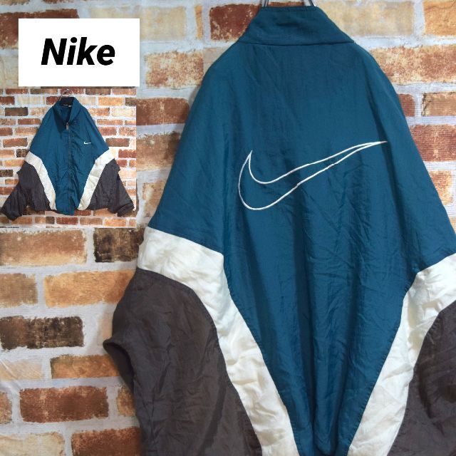 XL(LL)クリスマスファッション 【ナイキ】90s 刺繡ビッグスウッシュ 侵攻 刺繍 ビッグサイズ 【NIKE】ナイキ スウッシュ グリーン XXL パーカー パーカー
