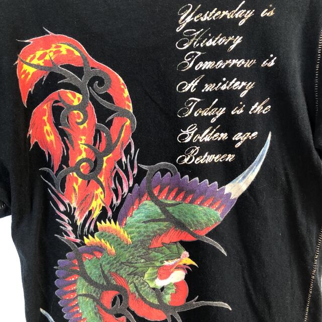 roar(ロアー)のroar 火の鳥？ドラゴン？　金箔　黒Tシャツ レディースのトップス(Tシャツ(半袖/袖なし))の商品写真