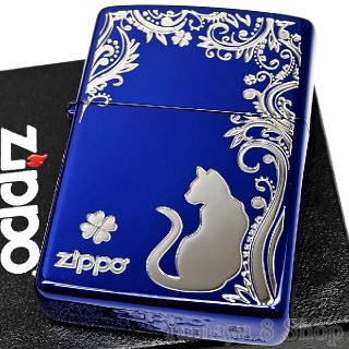 ジッポー(ZIPPO)の新品 ZIPPO クローバーキャット シルバー＆ブルー  ジッポライター(タバコグッズ)