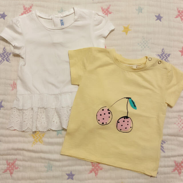 PETIT BATEAU(プチバトー)の☆美品☆インポートTシャツ2点セット☆86cm☆オーガニックコットン☆ キッズ/ベビー/マタニティのベビー服(~85cm)(Ｔシャツ)の商品写真