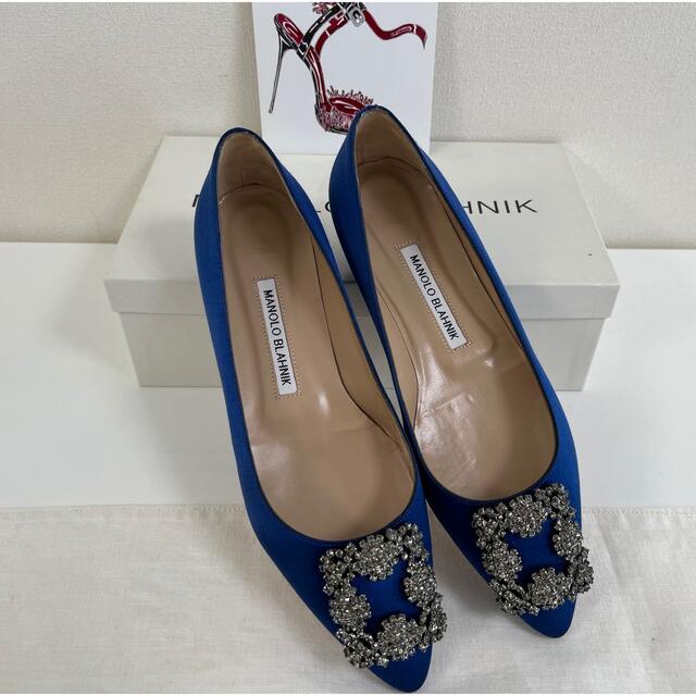 春新作の MANOLO 新品 マノロブラニク フラットシューズ ブルー 37
