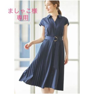 トッコ(tocco)の【新品】トッコ クローゼット 表情豊かに揺れるサイドプリーツシャツワンピース 紺(ロングワンピース/マキシワンピース)