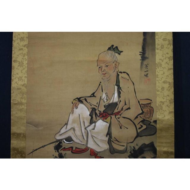模写】英一蝶/太公望図/掛軸☆宝船☆O-364 J 美術品/アンティーク 美術