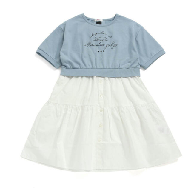 ALGY(アルジー)のALGY ティアードドッキングワンピ（サックス） キッズ/ベビー/マタニティのキッズ服女の子用(90cm~)(ワンピース)の商品写真