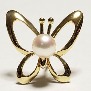 MIKIMOTO - ミキモト ピンブローチ K18 パール バタフライ 蝶 の