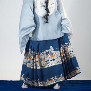 Noritake - 鹿行き 青金色ロングスカート 馬面裙 明製漢服 錦織 西陣織